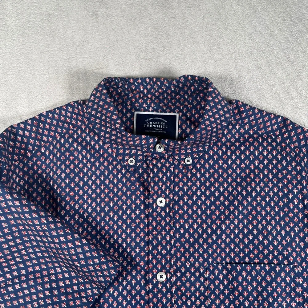 Lot of 2 Charles Tyrwhitt Slim Fit Shirt Men M Non Iron Button Down 100% Cotton - Picture 13 of 16
